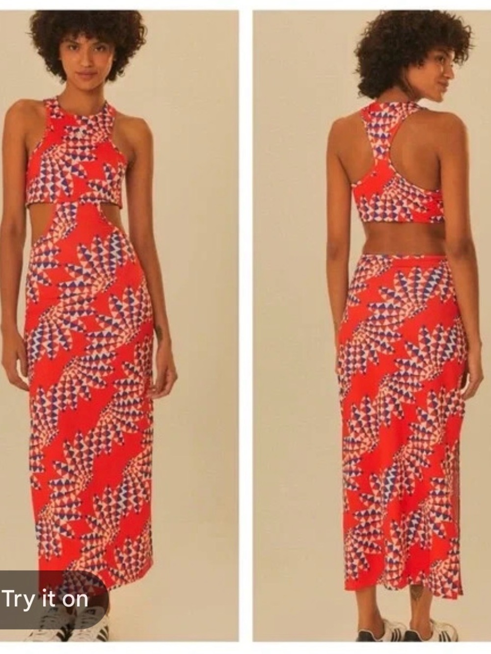 FARM Rio x Adidas Sleeveless Cutout Psychedelic Farm Rio Dress Size Medium